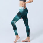 Buddha Stones Dark Green Cloud Gym Leggings Women's Yoga Pants - image 3