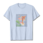 Buddha Stones Koi Fish Lotus Combination Cotton Tee T-shirt T-Shirts BS LightCyan 2XL