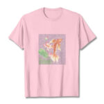 Buddha Stones Koi Fish Lotus Combination Cotton Tee T-shirt T-Shirts BS LightPink 2XL
