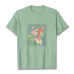 Buddha Stones Koi Fish Lotus Combination Cotton Tee T-shirt T-Shirts BS PaleGreen 2XL