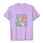 Buddha Stones Koi Fish Lotus Combination Cotton Tee T-shirt T-Shirts BS Plum 2XL