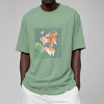 Buddha Stones Koi Fish Lotus Combination Cotton Tee T-shirt T-Shirts BS 15