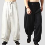 Buddha Stones Casual Solid Color Drawstring Cotton Linen Men's Pants With Pockets Men's Pants BS main