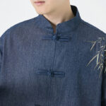 Buddha Stones Bamboo Leaves Design Frog-button Tang Suit Cotton Men's Jacket Shirt Men's Jacket Shirt BS 9