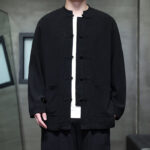 Buddha Stones Casual Plain Color Frog-button Linen Men's Jacket Shirt With Pockets Men's Jacket Shirt BS 10