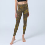 Buddha Stones Yellowish Brown Lotus Flower Lotus Leaf Print Gym Leggings Women's Yoga Pants - image 6