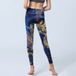 Buddha Stones Blue Koi Fish Auspicious Clouds Print Gym Leggings Women's Yoga Pants - image 7