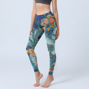 Buddha Stones Blue Dragon Auspicious Clouds Print Gym Leggings Women's Yoga Pants - SteelBlue - US18，UK/AU22，EU50 (4XL) - image 1