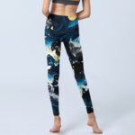 Buddha Stones Blue Butterfly Water Waves Moon Print Gym Leggings Women's Yoga Pants - image 7
