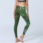 Buddha Stones Green Bamboo Rock Flower Print Gym Leggings Women's Yoga Pants - image 5