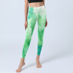 Buddha Stones Green Ink Wash Pattern Gym Leggings Women's Yoga Pants - image 6