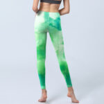 Buddha Stones Green Ink Wash Pattern Gym Leggings Women's Yoga Pants - image 7
