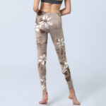 Buddha Stones White Brown Flowers Pattern Gym Leggings Women's Yoga Pants - image 7