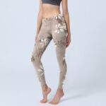 Buddha Stones White Brown Flowers Pattern Gym Leggings Women's Yoga Pants - BurlyWood - US18，UK/AU22，EU50 (4XL) - image 1