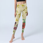 Buddha Stones Golden Green Leaves Colorful Flowers Gym Leggings Women's Yoga Pants - image 6