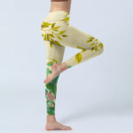 Buddha Stones Golden Green Leaves Colorful Flowers Gym Leggings Women's Yoga Pants - image 4