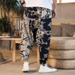 Buddha Stones Chinese Dragon Pattern Cotton Men's Harem Pants With Pockets Men's Harem Pants BS 4