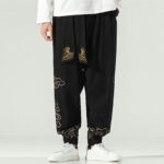Buddha Stones Auspicious Clouds Cotton Linen Men's Drawstring Harem Pants With Pockets Men's Harem Pants BS 2