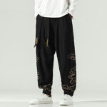 Buddha Stones Auspicious Clouds Cotton Linen Men's Drawstring Harem Pants With Pockets Men's Harem Pants BS 6