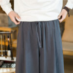 Buddha Stones Solid Color Cotton Linen Drawstring Men's Harem Pants With Pockets Men's Harem Pants BS 37