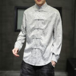 Buddha Stones Casual Dragon Pattern Frog-button Tang Suit Linen Men's Jacket Shirt Men's Jacket Shirt BS 24