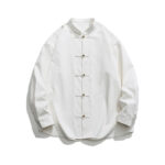 Buddha Stones Solid Color Frog-button Tang Suit Cotton Men's Jacket Shirt Men's Jacket Shirt BS 21