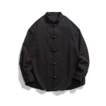 Buddha Stones Solid Color Frog-button Tang Suit Cotton Men's Jacket Shirt Men's Jacket Shirt BS 8