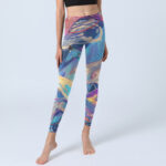 Buddha Stones Whales Swallows Waves Print Gym Leggings Women's Yoga Pants - image 6