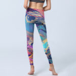 Buddha Stones Whales Swallows Waves Print Gym Leggings Women's Yoga Pants - image 7
