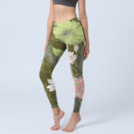 Buddha Stones Lotus Print Gym Leggings Women's Yoga Pants - OliveDrab - US18，UK/AU22，EU50 (4XL) - image 1