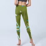 Buddha Stones Green Butterfly Orchid Flowers Print Gym Leggings Women's Yoga Pants - image 7