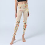 Buddha Stones Apricot Butterfly Peony Flowers Leaves Print Gym Leggings Women's Yoga Pants - image 6