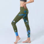 Buddha Stones Blue Flowers Butterflies Print Gym Leggings Women's Yoga Pants - image 3