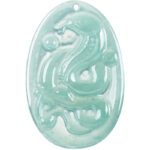 Buddha Stones Natural Jade Oval Year Of The Snake Luck Necklace Pendant - image 9
