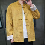 Buddha Stones Chinese New Year Kirin Print Frog-button Tang Suit Men's Jacket Shirt With Pockets Men's Jacket Shirt BS 2