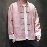 Buddha Stones Chinese New Year Kirin Print Frog-button Tang Suit Men's Jacket Shirt With Pockets Men's Jacket Shirt BS 31
