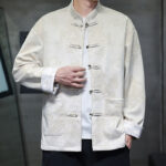Buddha Stones Chinese New Year Kirin Print Frog-button Tang Suit Men's Jacket Shirt With Pockets Men's Jacket Shirt BS 23