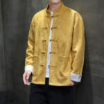 Buddha Stones Chinese New Year Kirin Print Frog-button Tang Suit Men's Jacket Shirt With Pockets Men's Jacket Shirt BS 8
