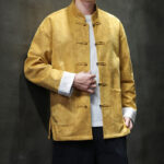 Buddha Stones Chinese New Year Kirin Print Frog-button Tang Suit Men's Jacket Shirt With Pockets Men's Jacket Shirt BS 5