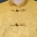 Buddha Stones Chinese New Year Kirin Print Frog-button Tang Suit Men's Jacket Shirt With Pockets Men's Jacket Shirt BS 9