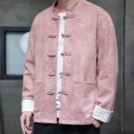 Buddha Stones Chinese New Year Kirin Print Frog-button Tang Suit Men's Jacket Shirt With Pockets Men's Jacket Shirt BS 35