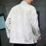 Buddha Stones Chinese New Year Kirin Print Frog-button Tang Suit Men's Jacket Shirt With Pockets Men's Jacket Shirt BS 25