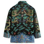 Buddha Stones Chinese New Year Dragon Embroidery Auspicious Clouds Frog-button Tang Suit Men's Jacket Shirt Men's Jacket Shirt BS 13