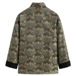 Buddha Stones Chinese New Year Jacquard Damask Seawater Pattern Frog-button Tang Suit Men's Jacket Shirt With Pockets Men's Jacket Shirt BS 7