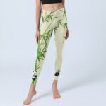 Buddha Stones Lush Bamboo Panda Auspicious Cloud Waves Print Gym Leggings Women's Yoga Pants - image 6