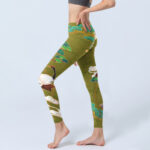 Buddha Stones Flying Cranes Auspicious Clouds Trees Print Gym Leggings Women's Yoga Pants - image 3