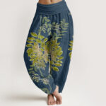 Buddha Stones Green Leaves Branches Women's Elastic Waist Harem Pants - MidnightBlue - US22，UK/AU26，EU54 (6XL) - image 8
