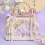 Buddha Stones Flowers Embroidered Tassel Pendant Pearl Metal Chain Crossbody Bag Handbags Crossbody Bag&Handbags BS 2