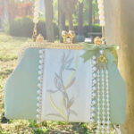 Buddha Stones Double-sided Flowers Embroidery Pearl Pendant Metal Chain Crossbody Bag Handbags Crossbody Bag&Handbags BS 5