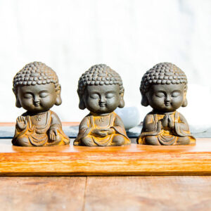 Buddha Stones Small Meditating Buddha Iron Powder Rust Cast Resin Statue Home Decoration Decorations BS 3Pcs Buddha Set